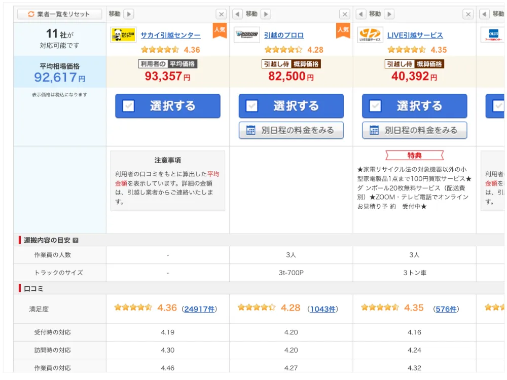 引越し侍 見積もり